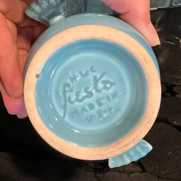 Vintage Fiesta Turquoise Blue Sugar Bowl with Lid Homer Laughlin - Picture 3 of 7